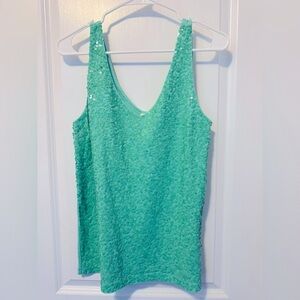 J. Crew Green Sequin Sleeveless Tank Top